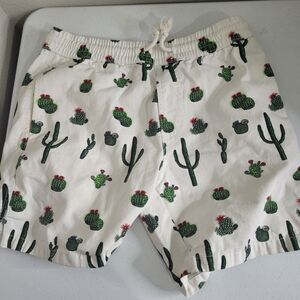 Zipcode Small Shorts Cactus graphic print Drawstring Pockets semi-thick elastic
